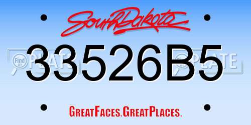 33526B5 South Dakota License Plate