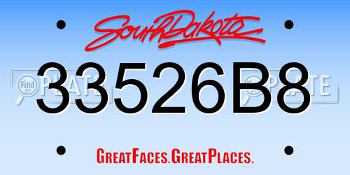 33526B8 South Dakota License Plate