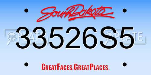 33526S5 South Dakota License Plate