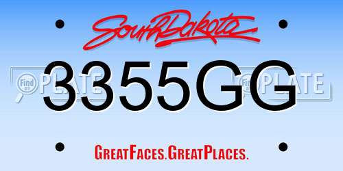 3355GG South Dakota License Plate