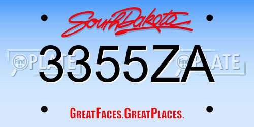 3355ZA South Dakota License Plate