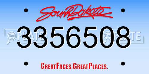 3356508 South Dakota License Plate