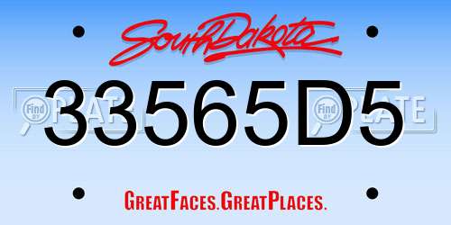 33565D5 South Dakota License Plate