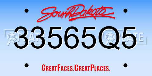 33565Q5 South Dakota License Plate