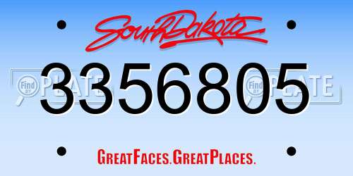 3356805 South Dakota License Plate