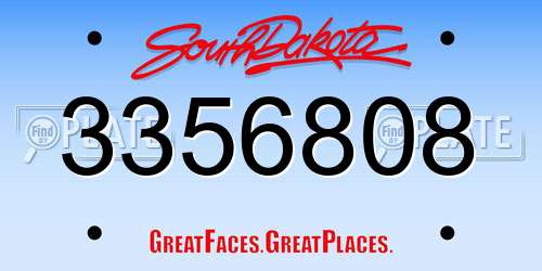 3356808 South Dakota License Plate