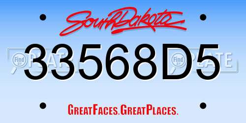 33568D5 South Dakota License Plate