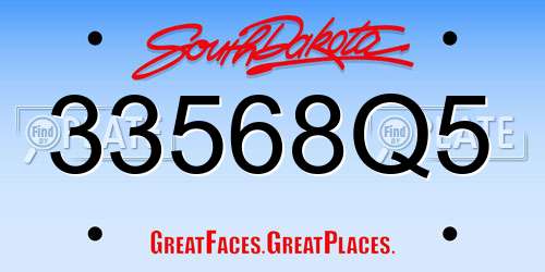 33568Q5 South Dakota License Plate