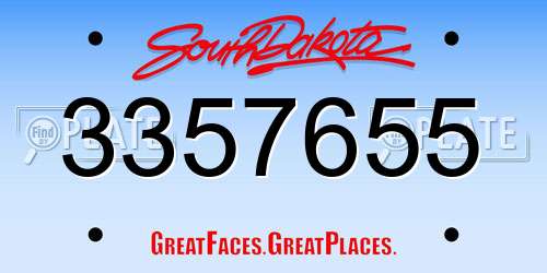 3357655 South Dakota License Plate