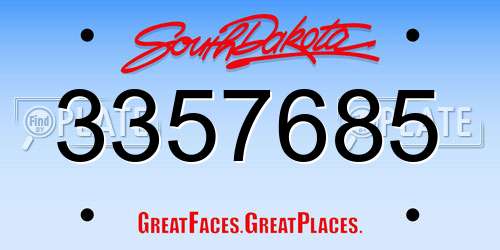 3357685 South Dakota License Plate