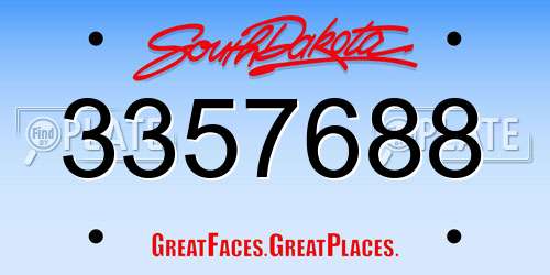 3357688 South Dakota License Plate