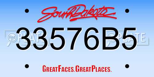 33576B5 South Dakota License Plate