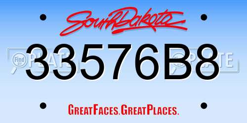 33576B8 South Dakota License Plate