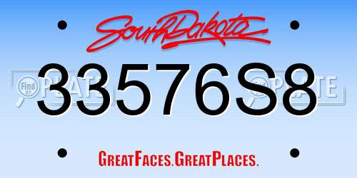 33576S8 South Dakota License Plate