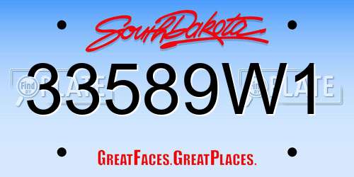 33589W1 South Dakota License Plate