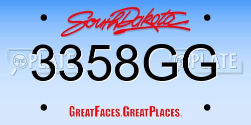 3358GG South Dakota License Plate