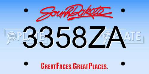 3358ZA South Dakota License Plate