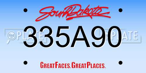 335A90 South Dakota License Plate