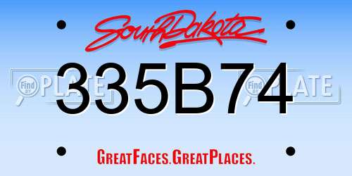 335B74 South Dakota License Plate