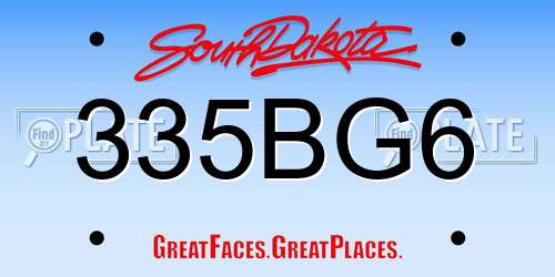 335BG6 South Dakota License Plate