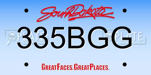 335BGG South Dakota License Plate
