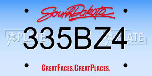 335BZ4 South Dakota License Plate
