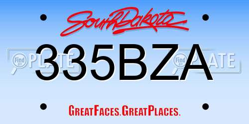 335BZA South Dakota License Plate