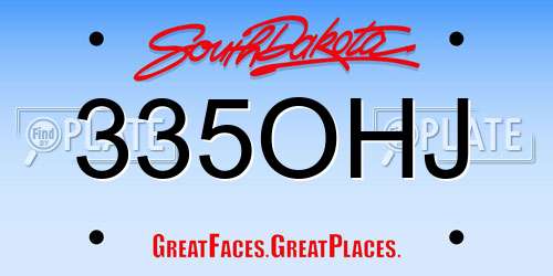 335OHJ South Dakota License Plate