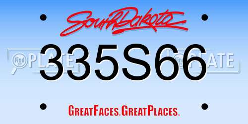 335S66 South Dakota License Plate
