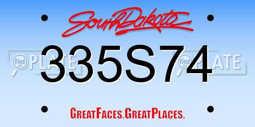 335S74 South Dakota License Plate