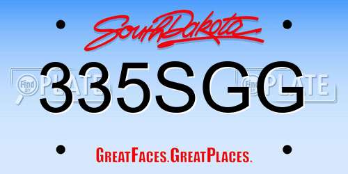 335SGG South Dakota License Plate