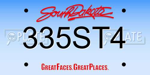 335ST4 South Dakota License Plate