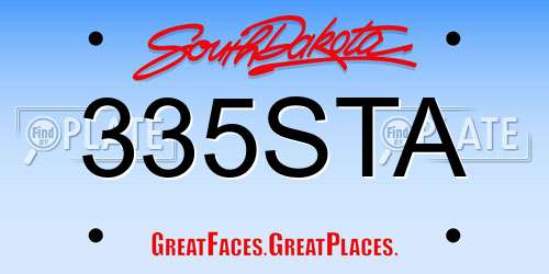 335STA South Dakota License Plate