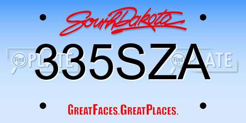 335SZA South Dakota License Plate