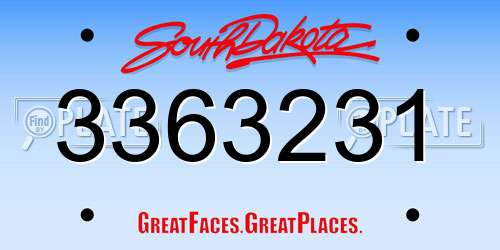 3363231 South Dakota License Plate