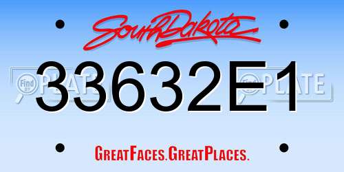 33632E1 South Dakota License Plate