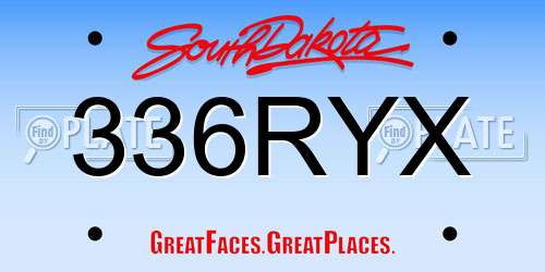 336RYX South Dakota License Plate