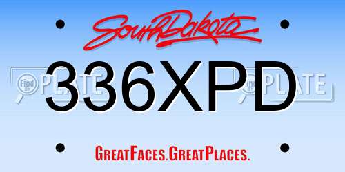 336XPD South Dakota License Plate