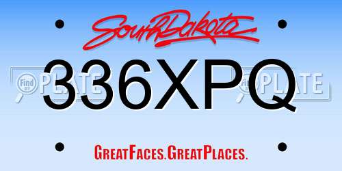336XPQ South Dakota License Plate