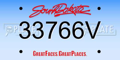 33766V South Dakota License Plate