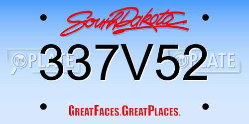 337V52 South Dakota License Plate