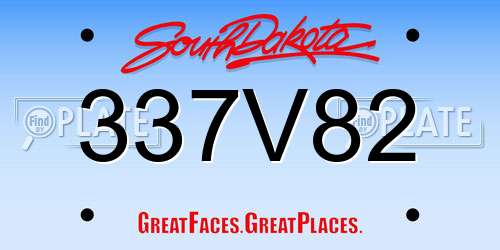 337V82 South Dakota License Plate