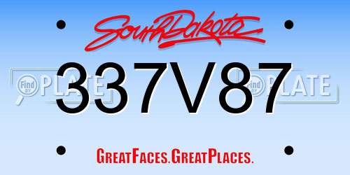 337V87 South Dakota License Plate