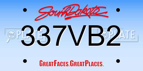 337VB2 South Dakota License Plate