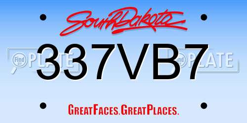 337VB7 South Dakota License Plate