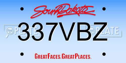 337VBZ South Dakota License Plate