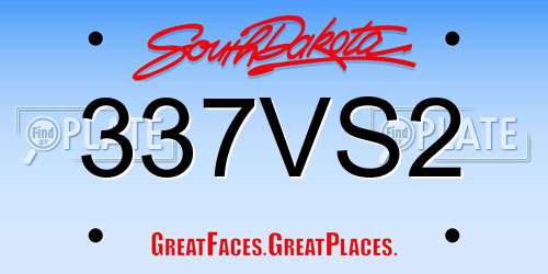 337VS2 South Dakota License Plate
