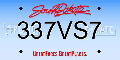 337VS7 South Dakota License Plate