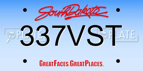 337VST South Dakota License Plate