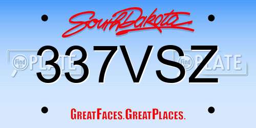 337VSZ South Dakota License Plate